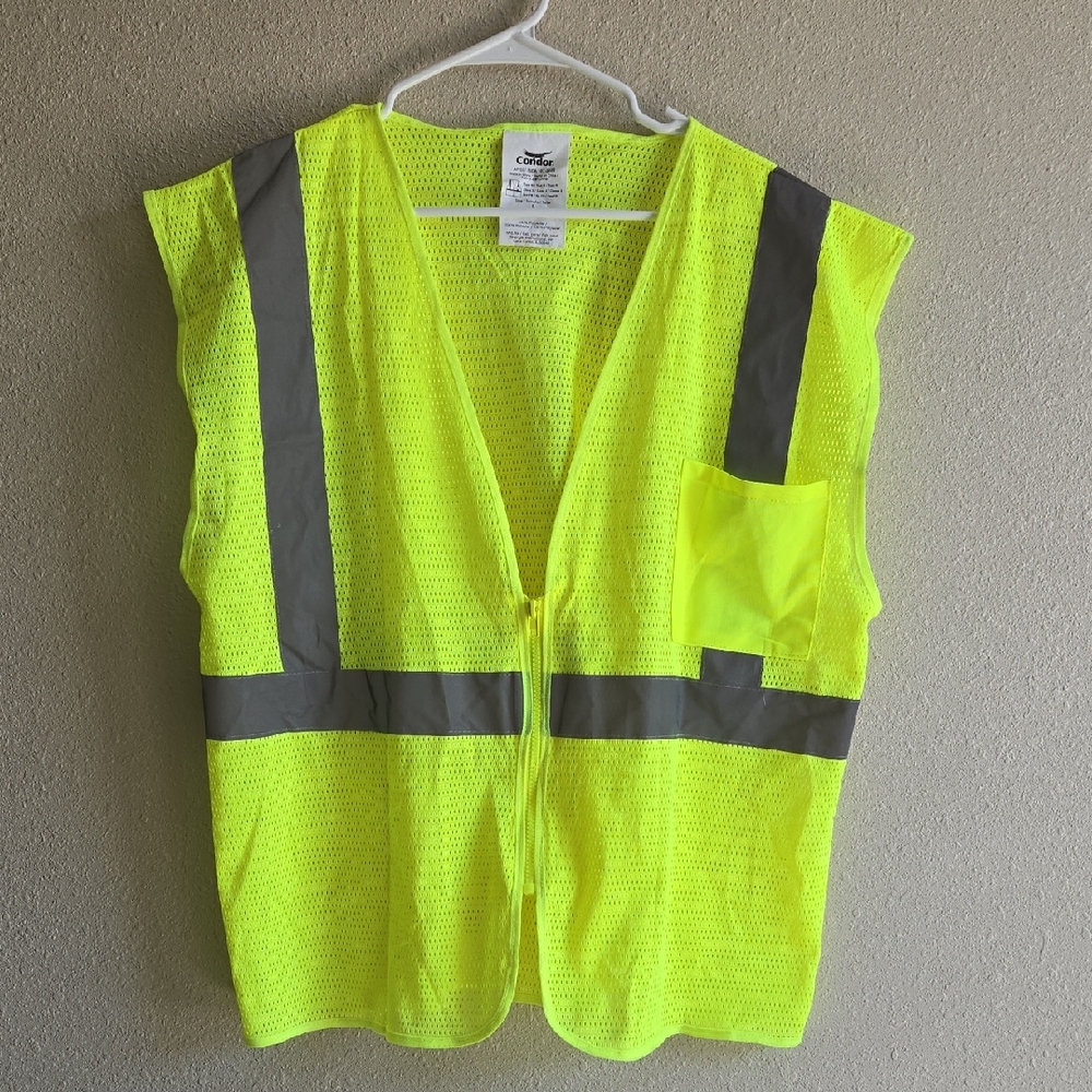 Large High-Visibility Safety Vest with Reflective Stripes With Zipper